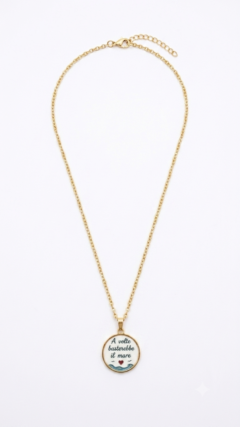 COLLANA MEDAGLIA CON SCRITTA “a volte basterebbe il mare”